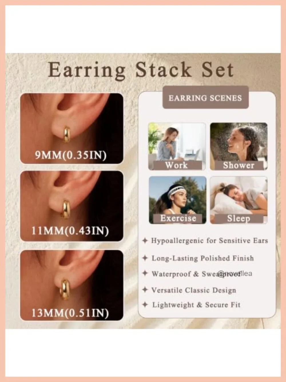 925 Sterling Silver Chunky Hoop Earrings Set for Women Huggie Hoop Stack